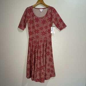 LuLaRoe - Nicole - Red Floral Dress - Size Medium - NWT